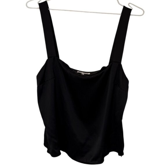 Reformation black sleeveless cropped silk tank top size L - Picture 2 of 7
